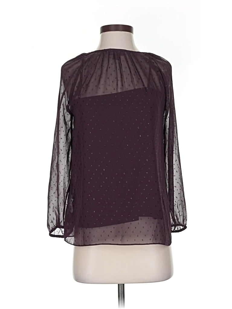 Pre-owned Point Sur Long Sleeve Blouse In Burgundy
