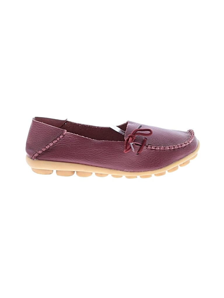 Pre-owned Unbranded Flats In Burgundy