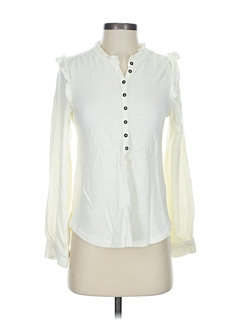 Pre-owned Pilcro Long Sleeve Blouse In White