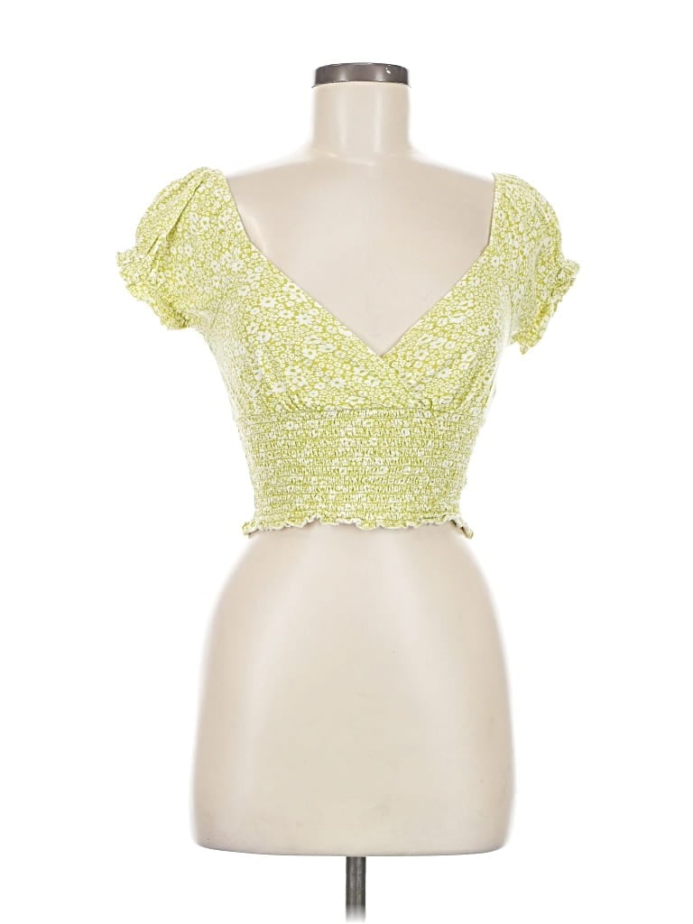 Pre-owned Billabong Short Sleeve Top Green Sweetheart Neckline Tops