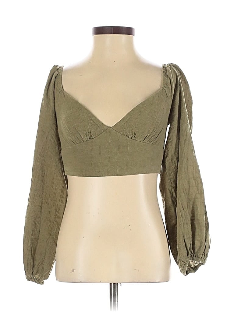 Pre-owned Princess Polly 3/4 Sleeve Blouse In Green