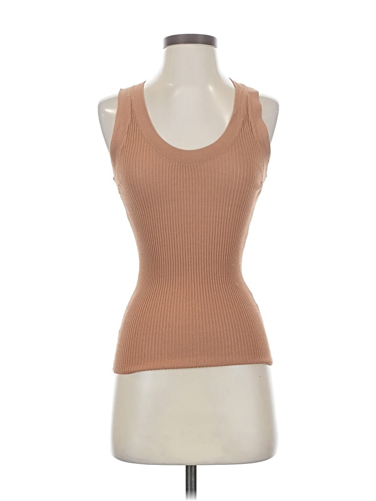 Pre-owned Zara Tank Top Tan Strapless Neckline Tops In Brown