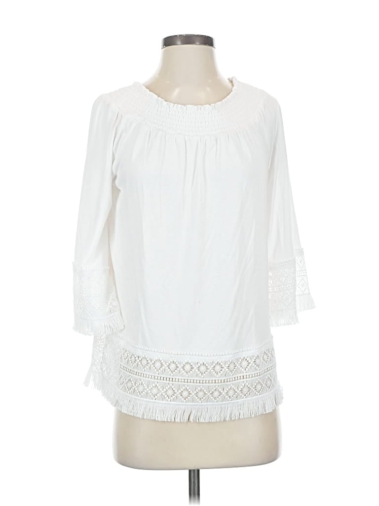 Pre-owned Chico's 3/4 Sleeve Blouse In White