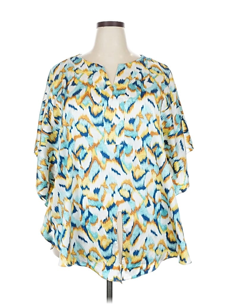 Pre-owned Chico's 3/4 Sleeve Blouse In Blue