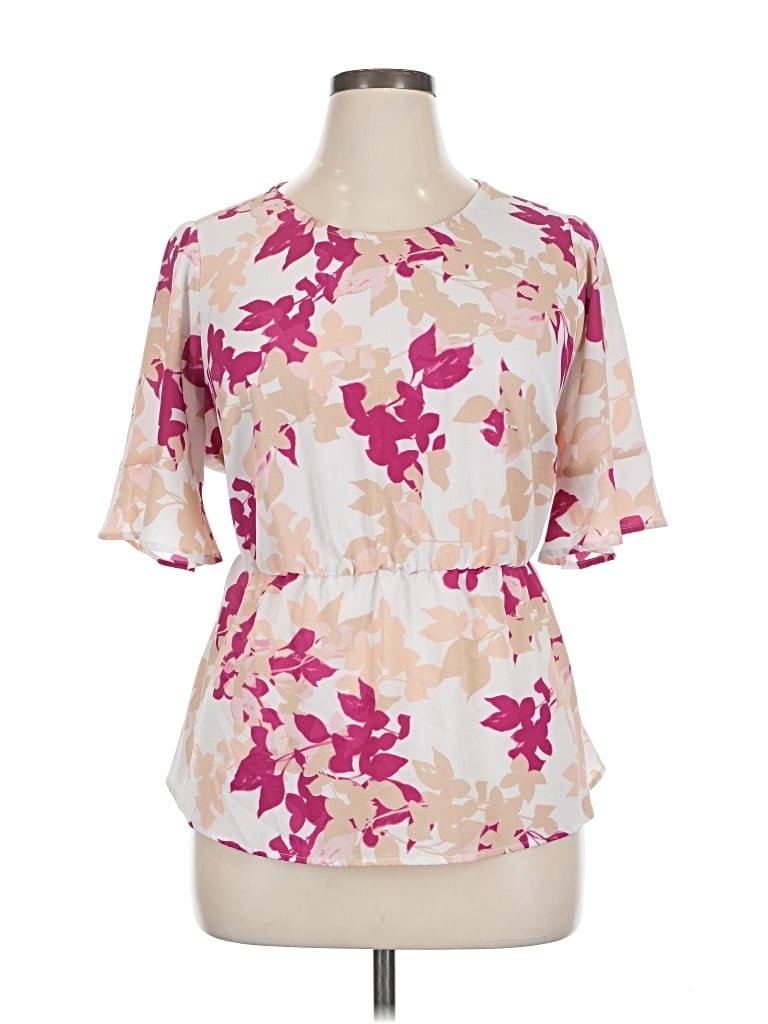 Pre-owned Lane Bryant Short Sleeve Blouse In Pink