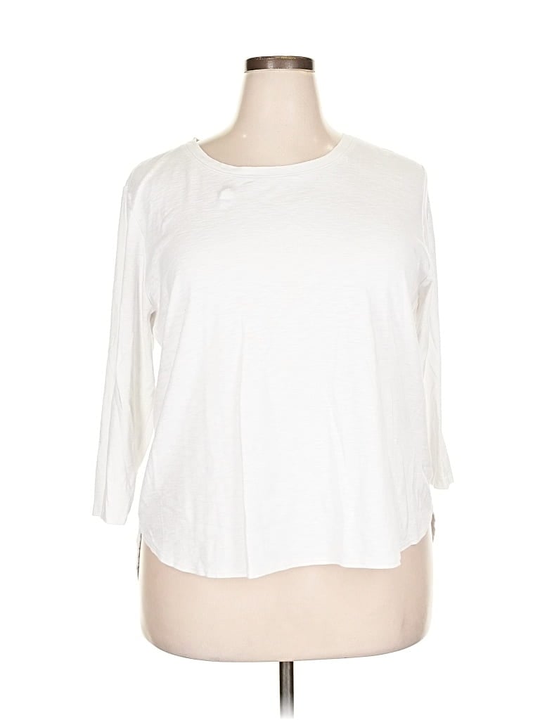 Pre-owned Kirkland Signature 3/4 Sleeve T-shirt In White