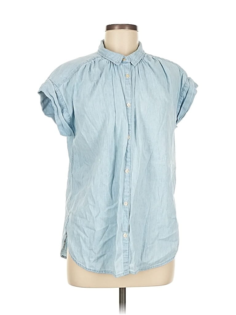 Pre-owned Gap Short Sleeve Button Down Shirt In Blue