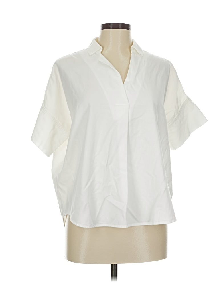 Pre-owned Madewell Short Sleeve Blouse In White