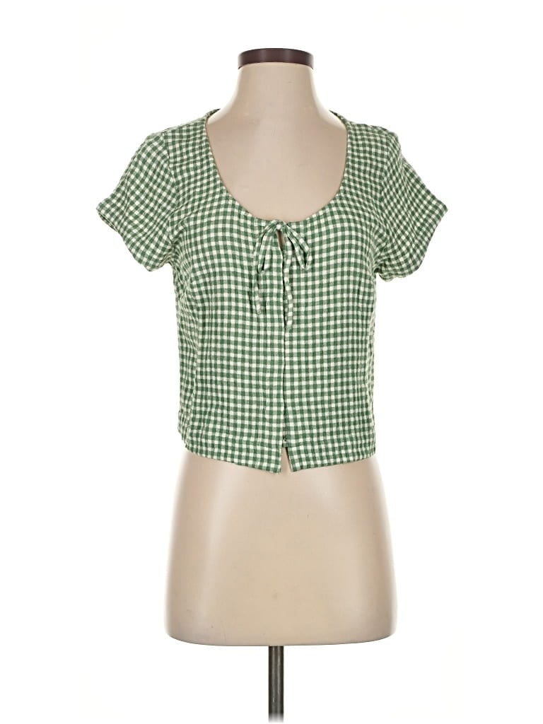 Pre-owned Madewell Short Sleeve Blouse In Green