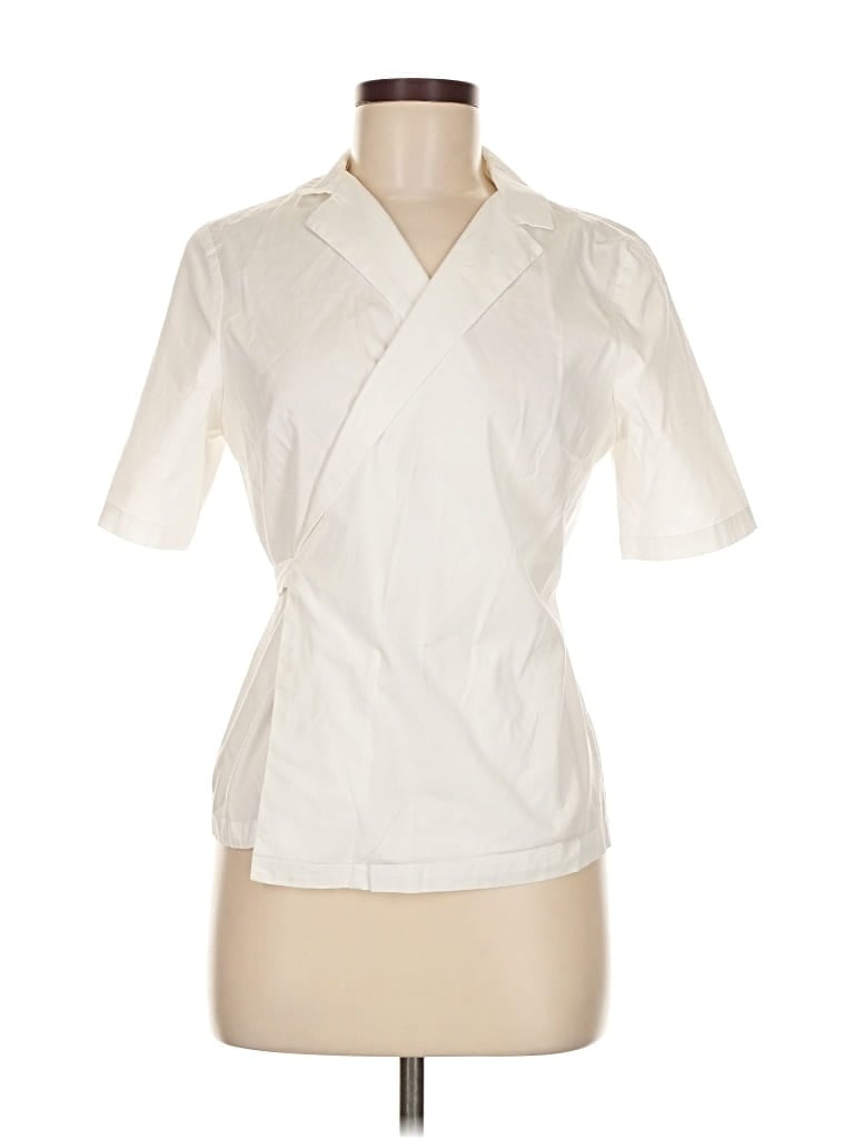 Pre-owned Just Female Short Sleeve Blouse In White