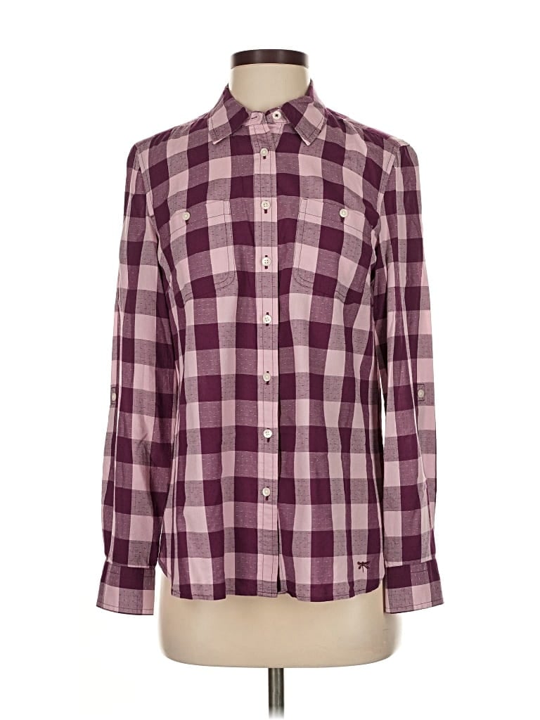 Pre-owned Talbots Long Sleeve Button Down Shirt In Burgundy
