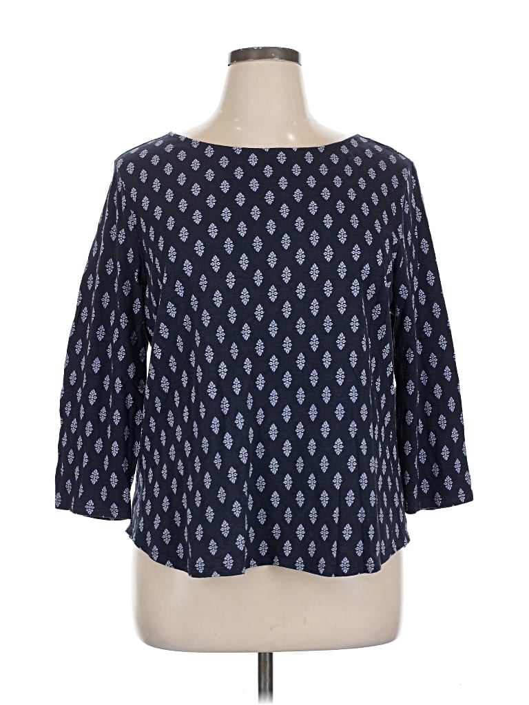 Pre-owned Chico's 3/4 Sleeve T-shirt In Blue