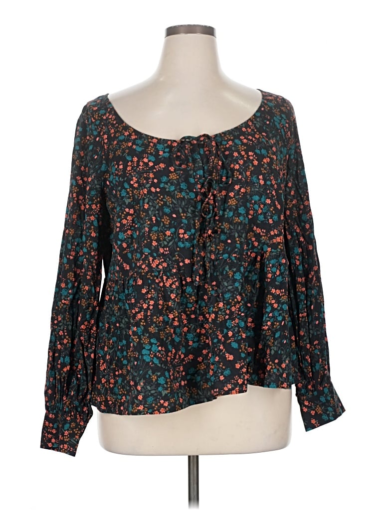 Pre-owned Ava & Viv 3/4 Sleeve Blouse In Blue