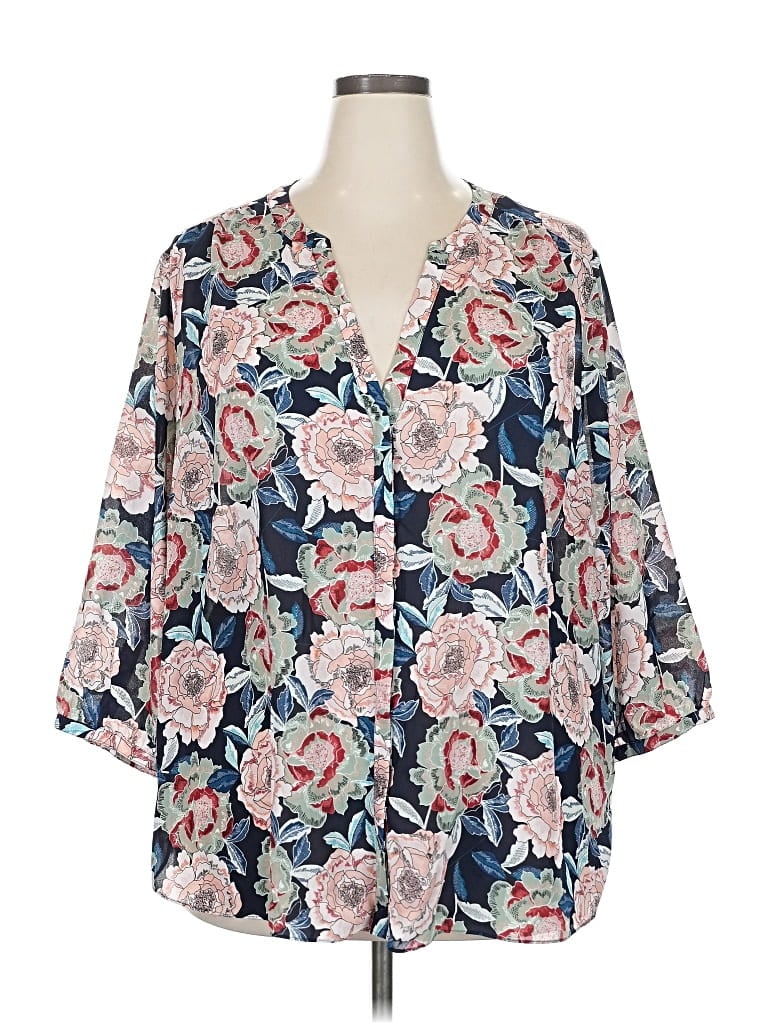 Pre-owned Nydj 3/4 Sleeve Blouse In Blue