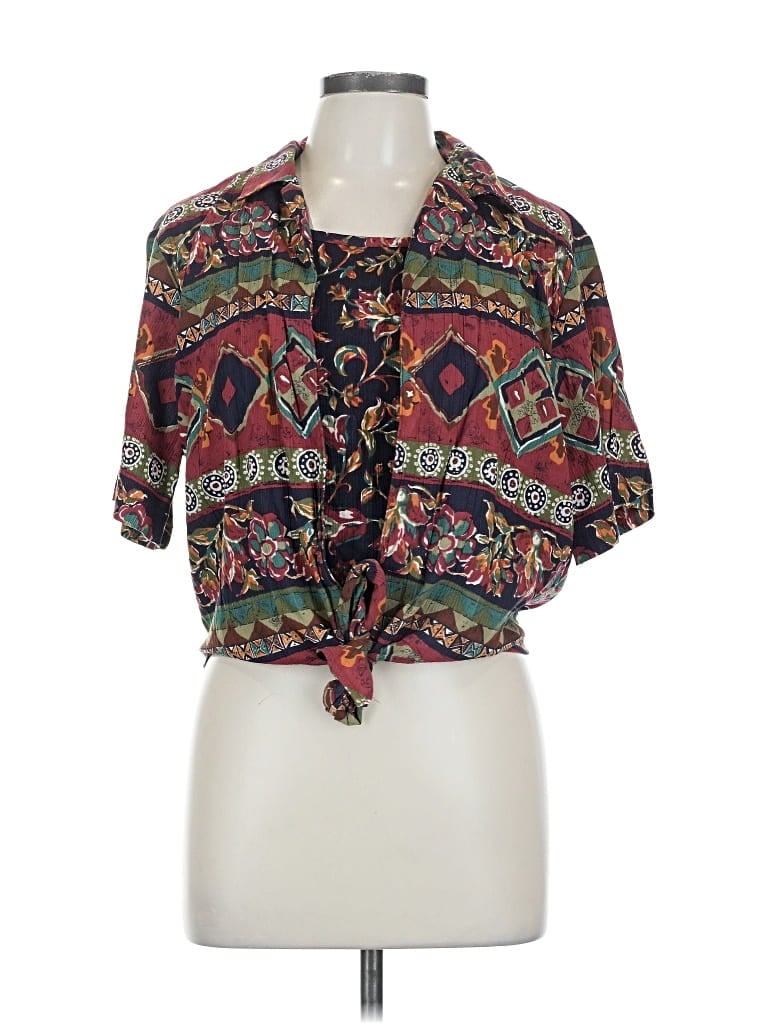 Pre-owned Jantzen Short Sleeve Blouse In Purple