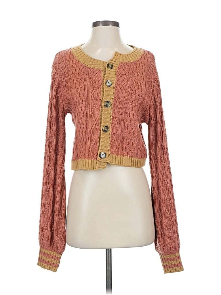 Pre-owned For Love & Lemons Cardigan Sweater In Orange