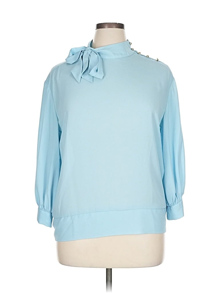 Pre-owned 7th Avenue Design Studio New York & Company 3/4 Sleeve Blouse In Blue