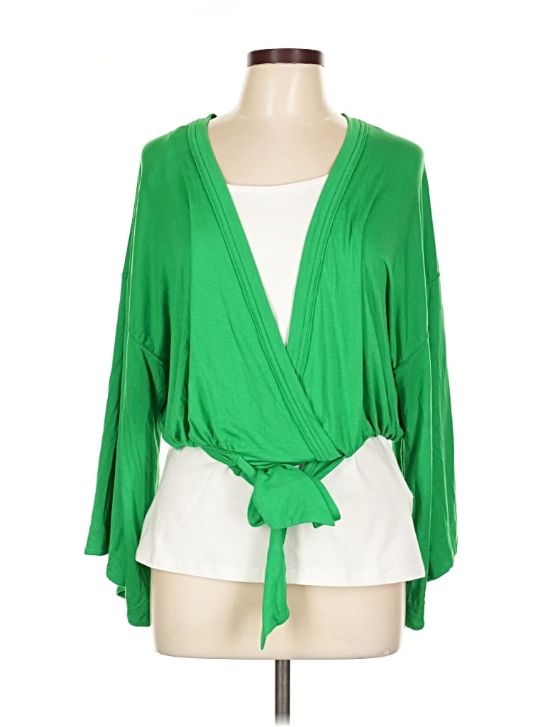 Pre-owned Free People Long Sleeve Blouse In Green