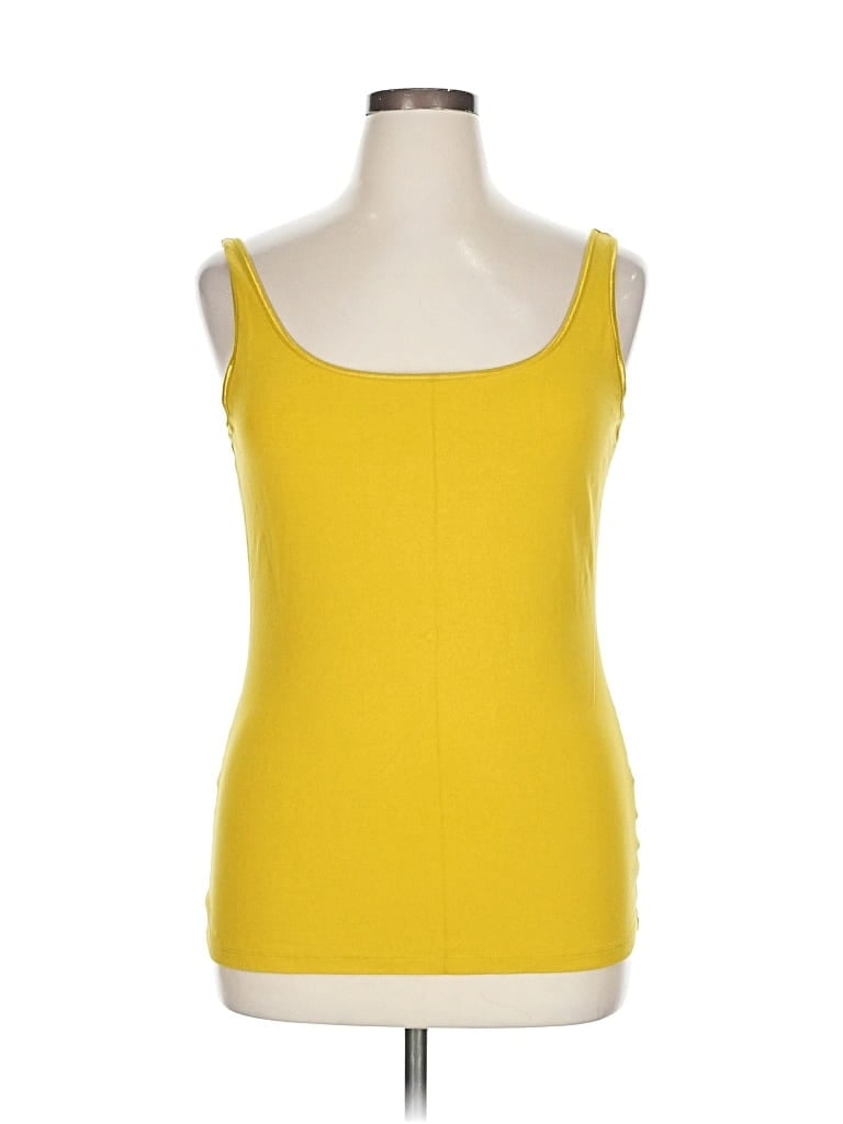 Pre-owned Ak Anne Klein Tank Top Yellow Square Neckline Tops