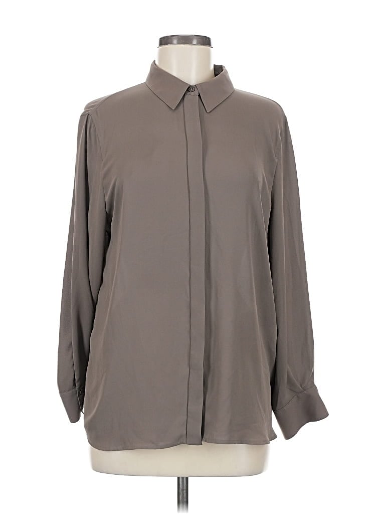 Pre-owned Bcbgmaxazria Long Sleeve Blouse In Gray