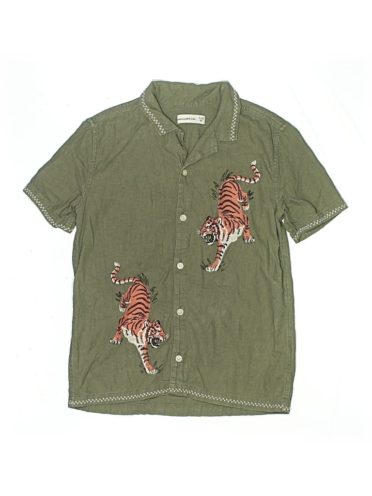Pre-owned Abercrombie Kids' Short Sleeve Button Down Shirt In Green