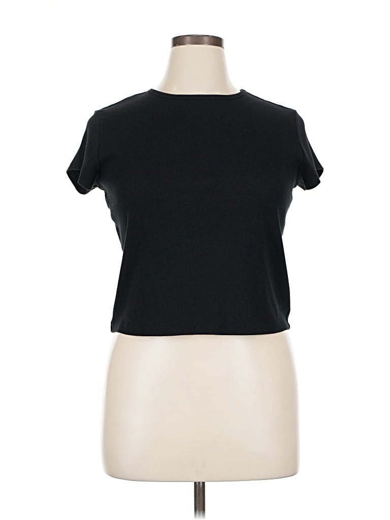 Pre-owned Wild Fable Short Sleeve Top Black Crew Neck Tops