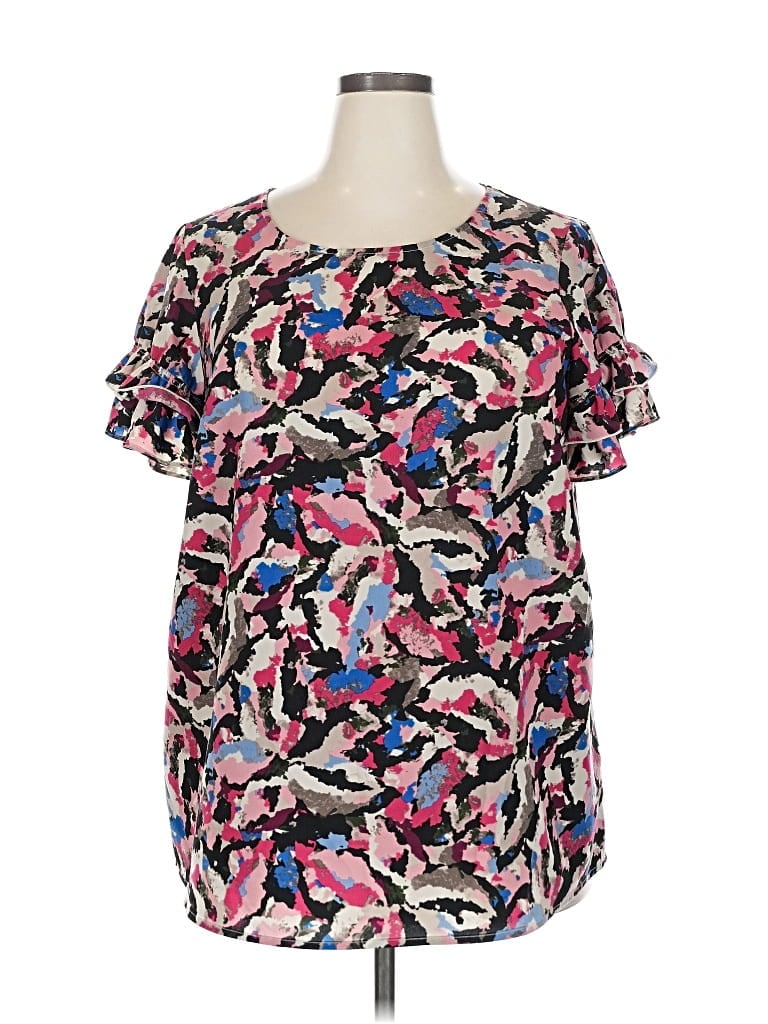 Pre-owned Lane Bryant Short Sleeve Blouse In Pink