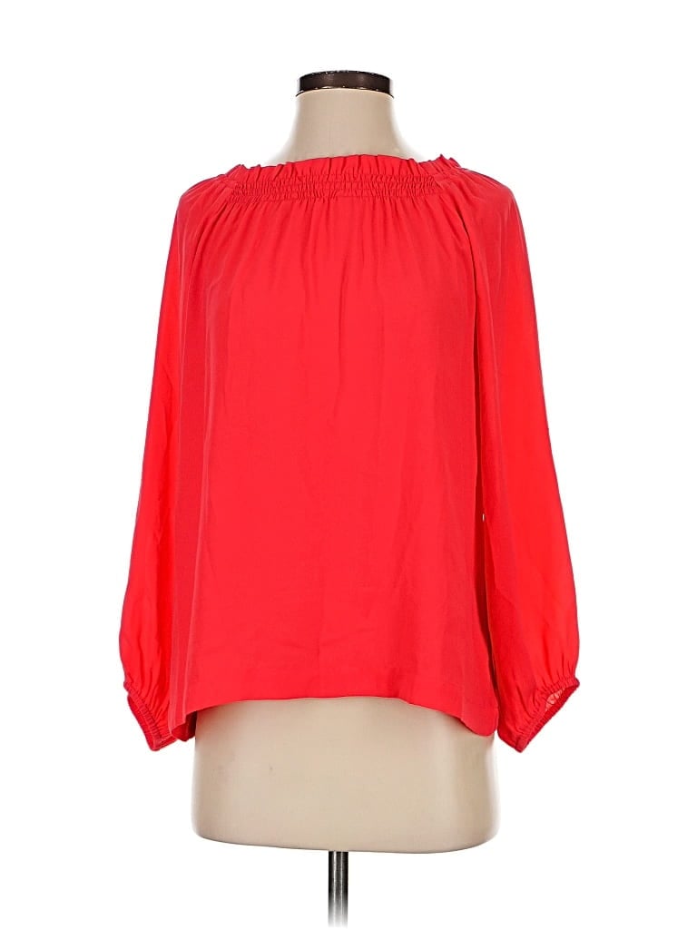 Pre-owned Ann Taylor 3/4 Sleeve Blouse In Red