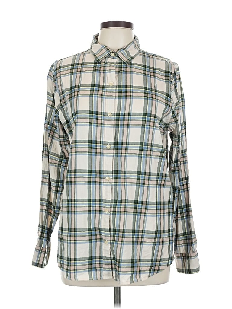 Pre-owned Amazon Essentials Long Sleeve Button Down Shirt In Green