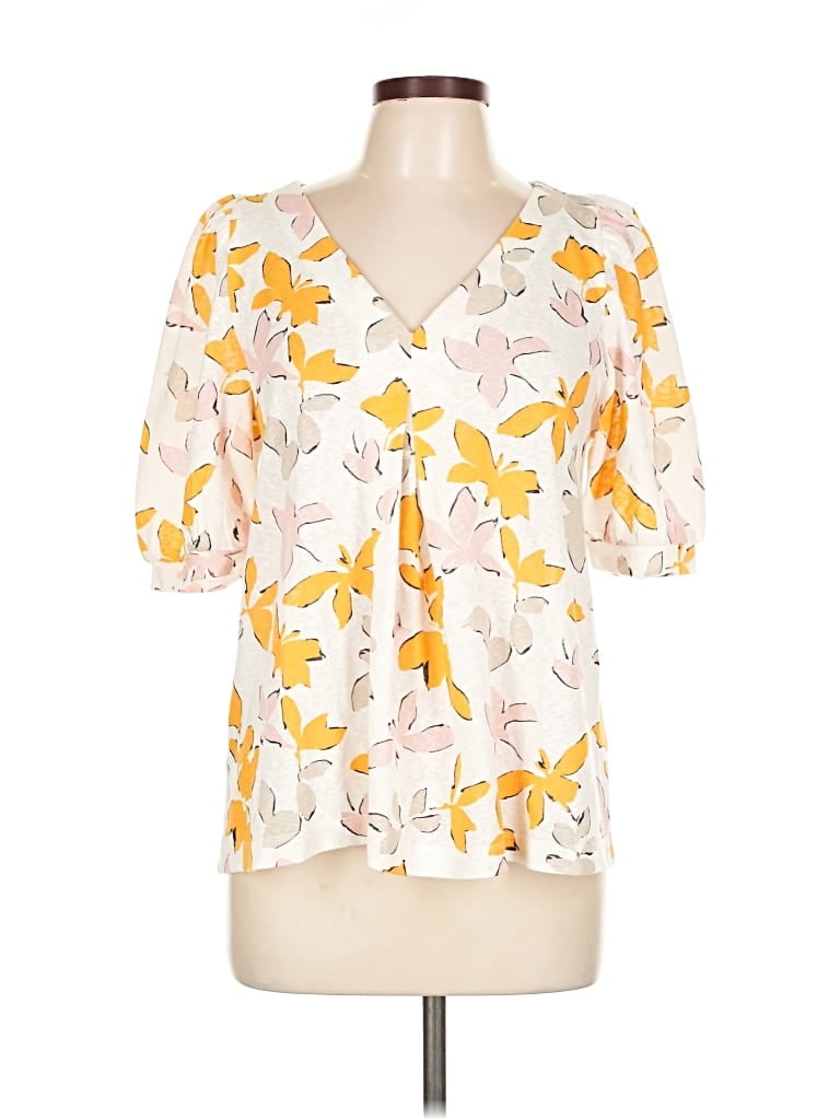 Pre-owned Ann Taylor Loft Outlet Short Sleeve Blouse In Yellow