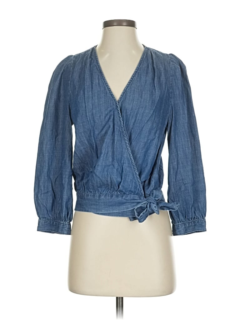 Pre-owned Madewell Long Sleeve Blouse In Blue