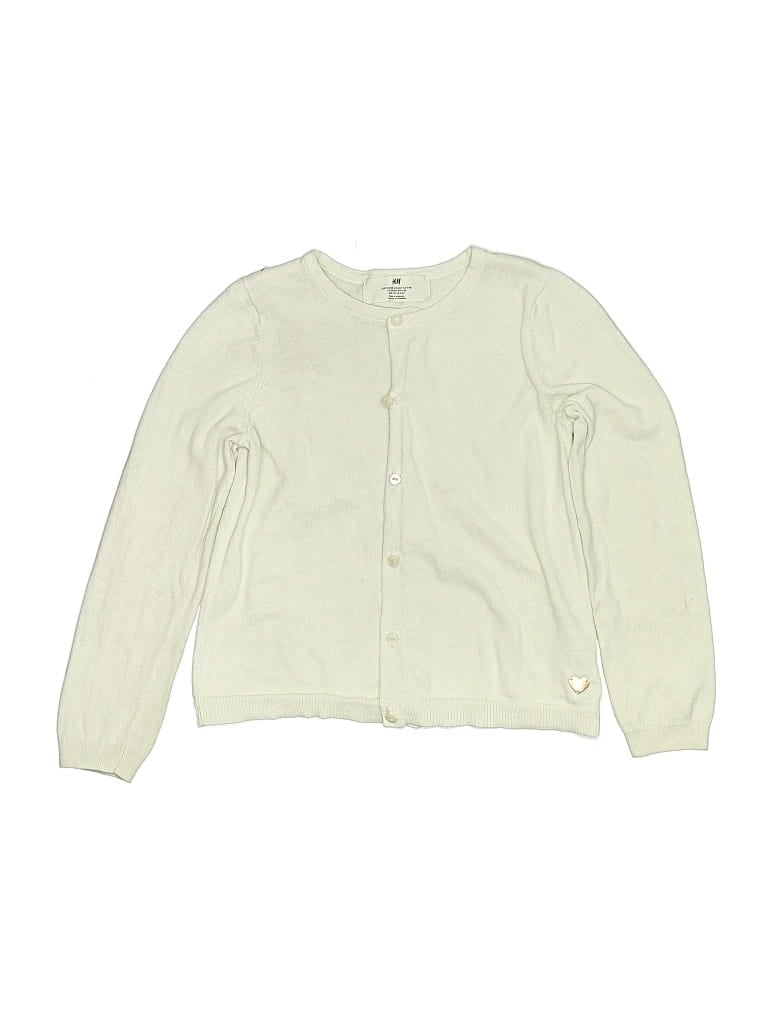 Pre-owned H&m Kids' Cardigan Sweater In White