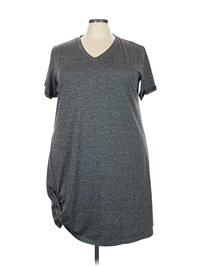 Pre-owned Shein Curve Short Sleeve Top Gray V Neck Tops