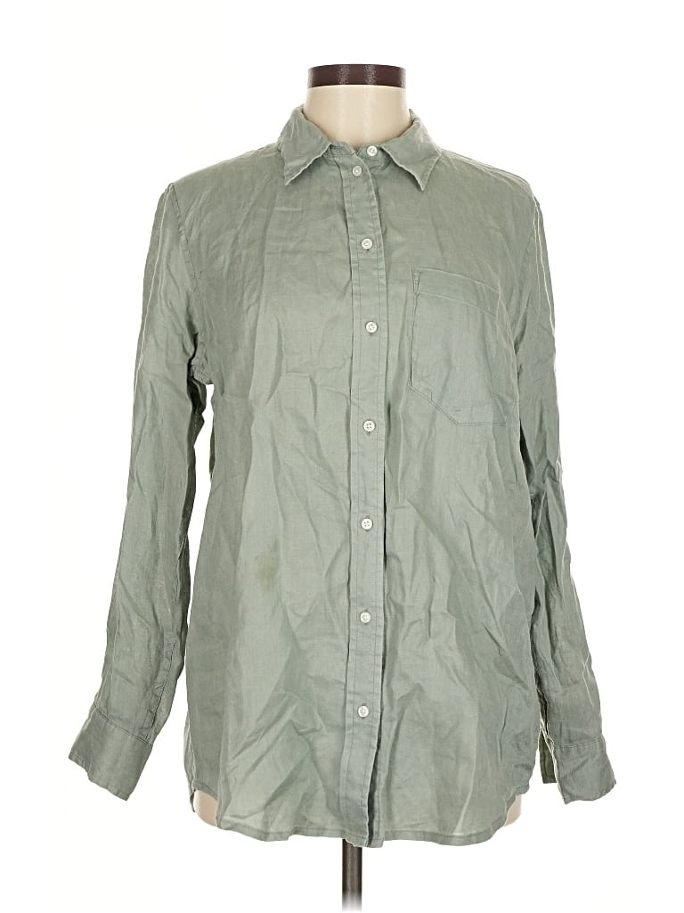 Pre-owned Gap Long Sleeve Button Down Shirt In Green