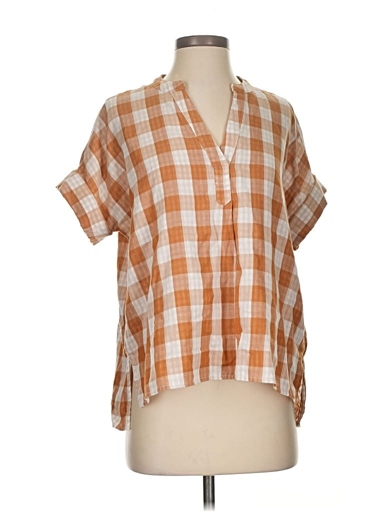 Pre-owned Madewell Short Sleeve Blouse In Orange