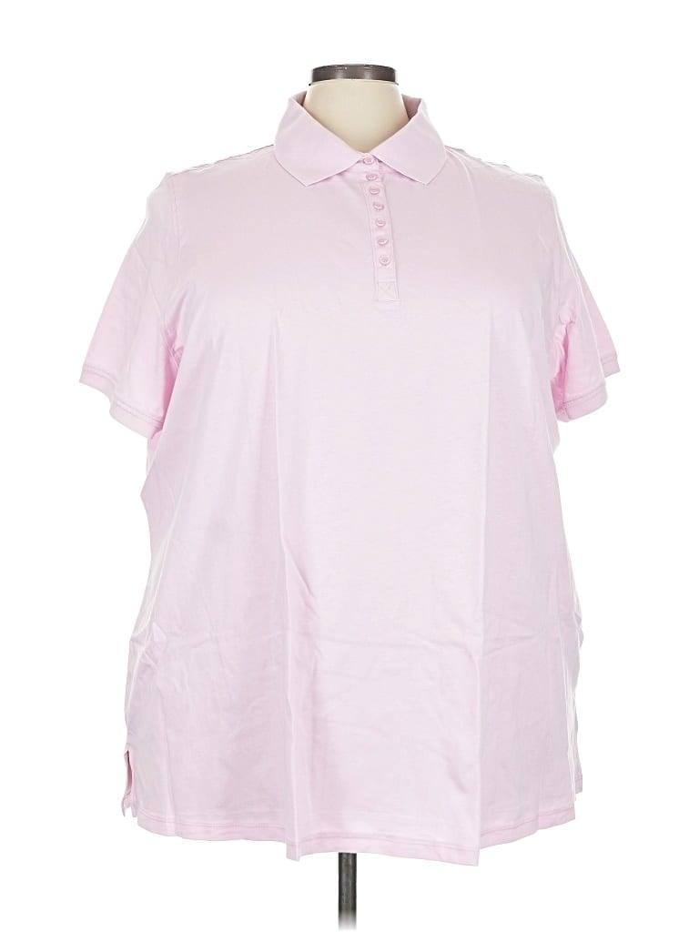 Pre-owned Woman Within Short Sleeve Blouse In Pink