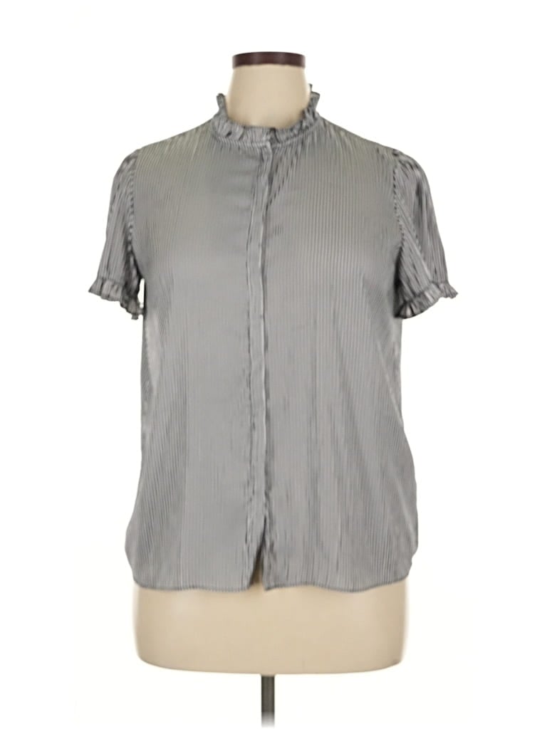 Pre-owned T Tahari Short Sleeve Blouse In Gray