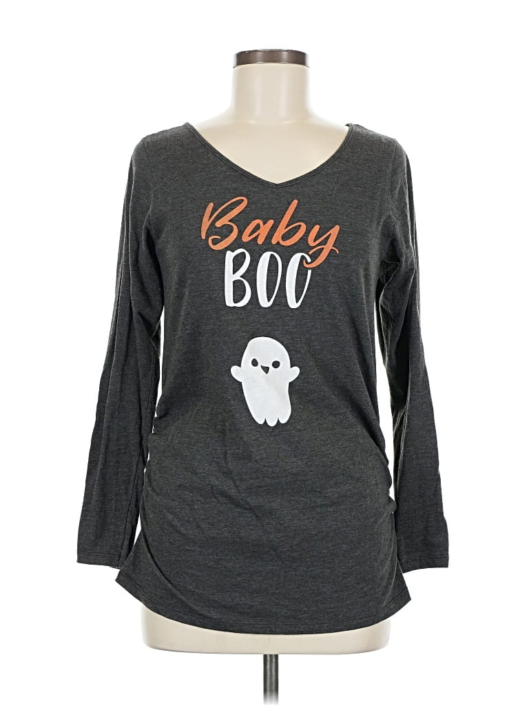 Pre-owned Instant Message Long Sleeve T-shirt In Gray