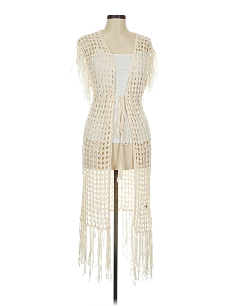 Pre-owned Anthropologie Cardigan Sweater In White