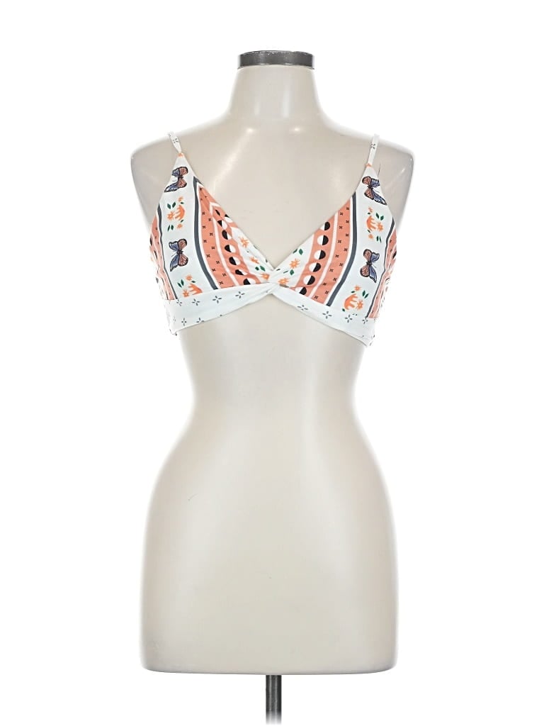 Pre-owned Chicme Sleeveless Top White Plunge Neckline Tops