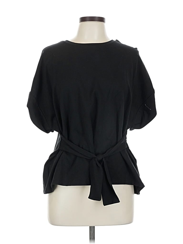 Pre-owned Express Short Sleeve Blouse In Black