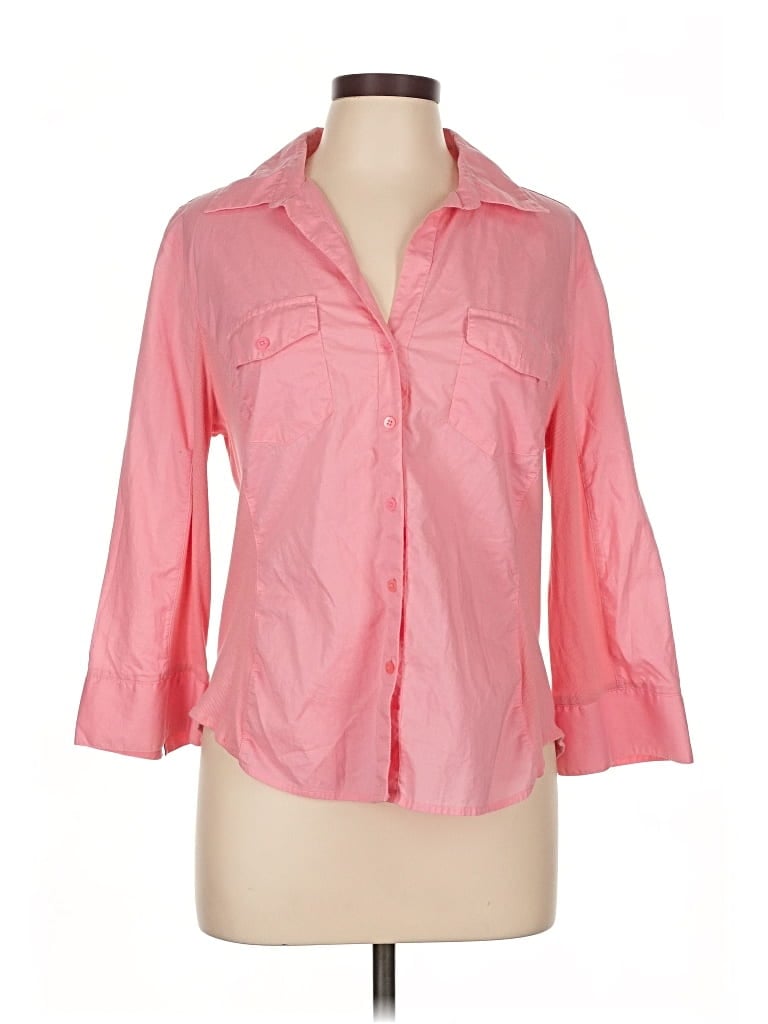 Pre-owned Talbots 3/4 Sleeve Button Down Shirt In Pink