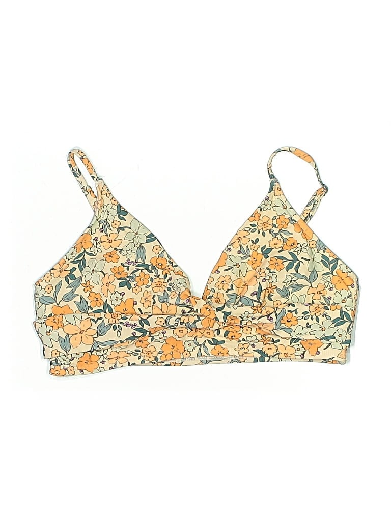 Pre-owned Unbranded Swimsuit Top Yellow Floral Pattern Swimwear