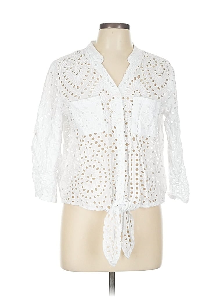 Pre-owned Charlie 3/4 Sleeve Blouse In White