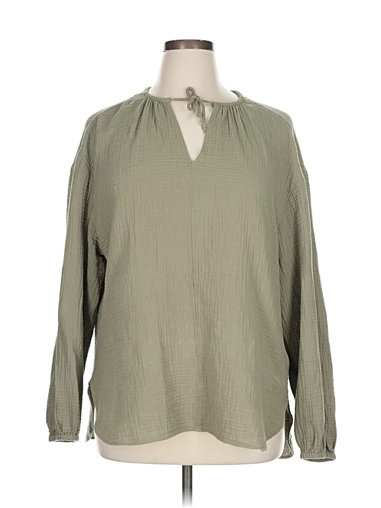 Pre-owned Haven Well Within Long Sleeve Blouse In Green