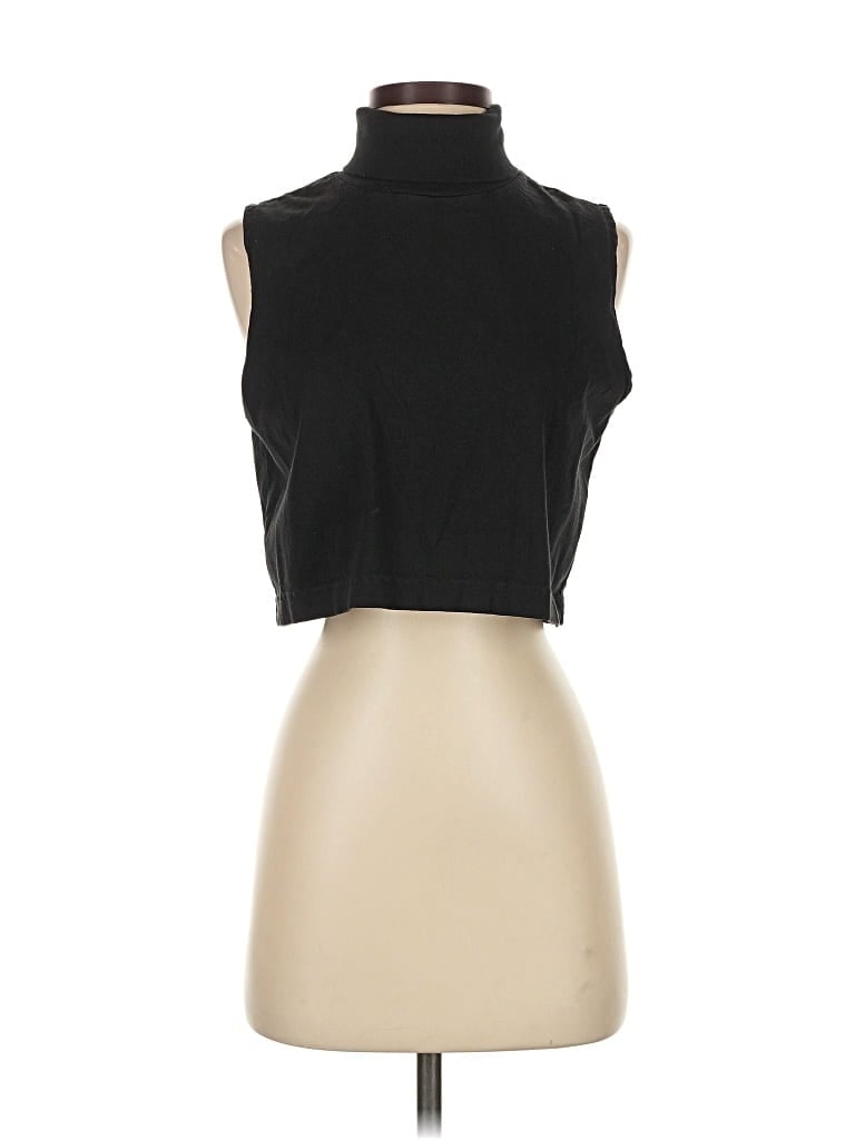 Pre-owned Los Angeles Apparel Short Sleeve Turtleneck In Black