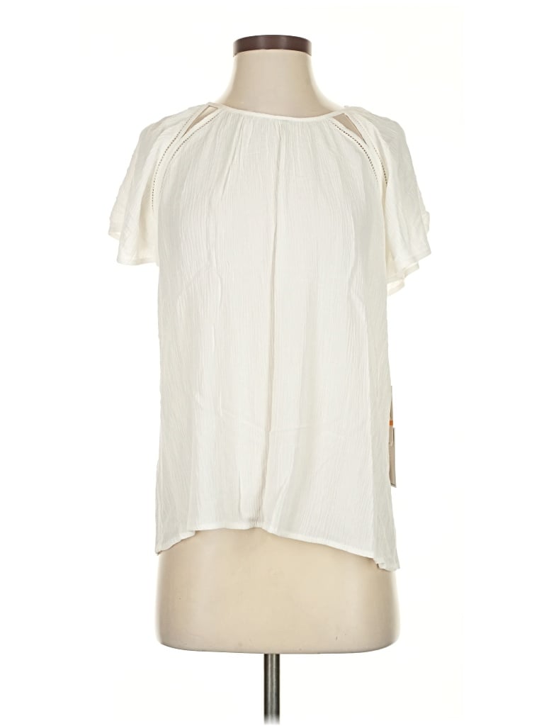1.state Short Sleeve Blouse In Neutral