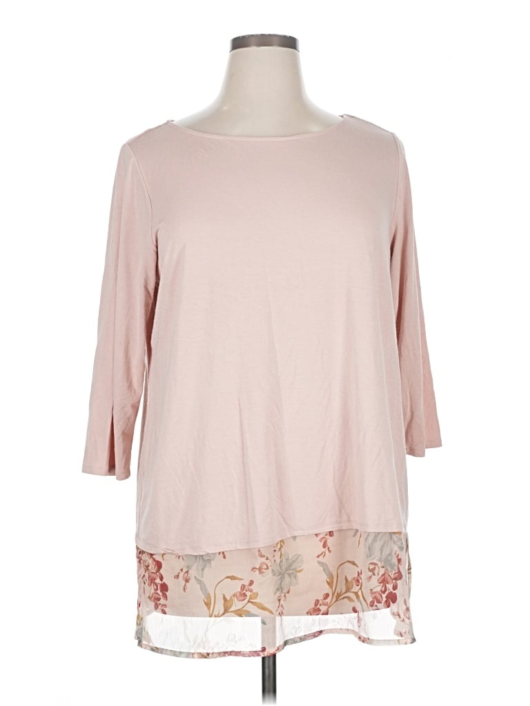 Pre-owned Vince Camuto 3/4 Sleeve Top Pink Boatneck Tops