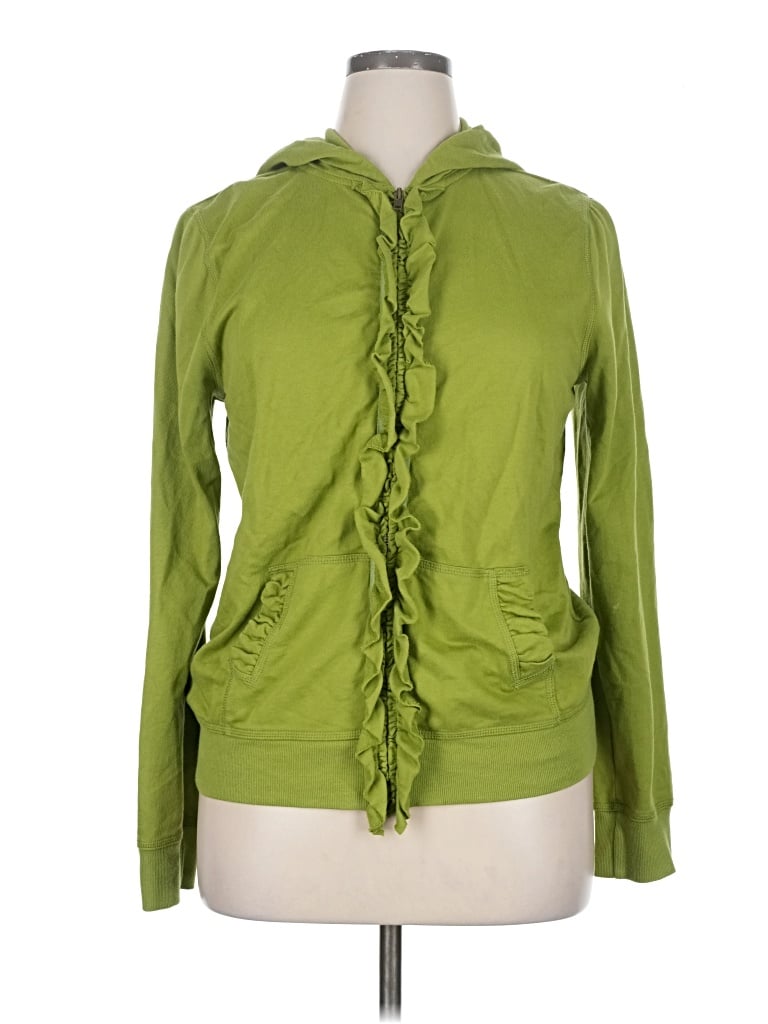 Pre-owned Caslon Zip Up Hoodie In Green