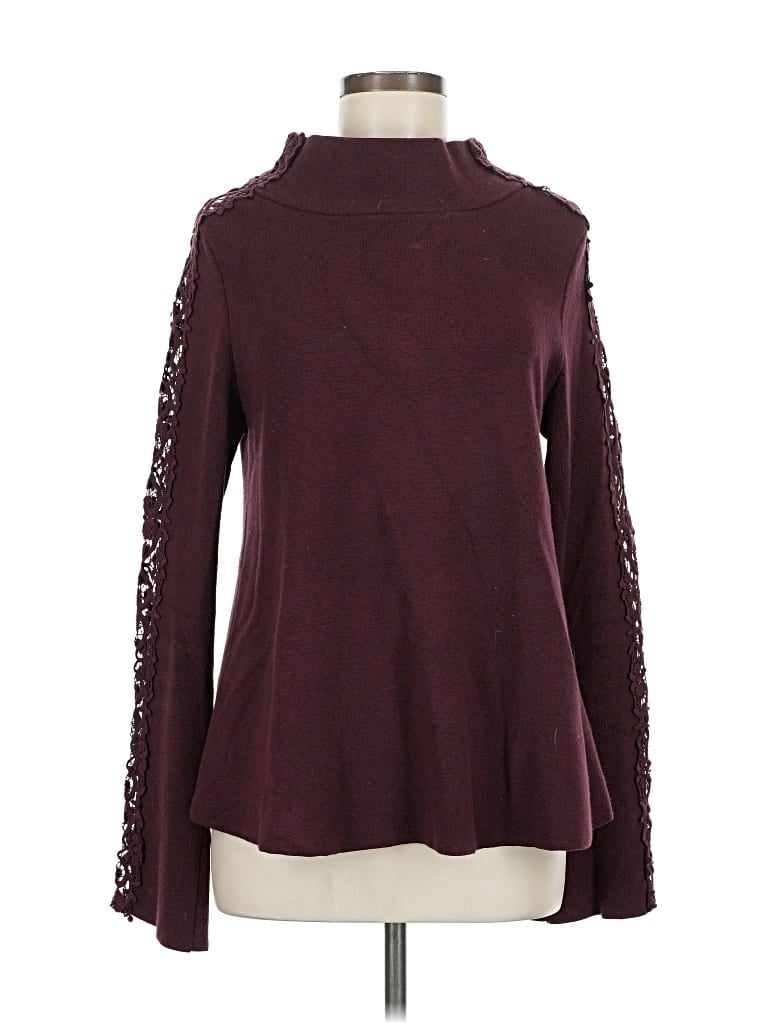 Pre-owned Knitted & Knotted Turtleneck Sweater In Burgundy